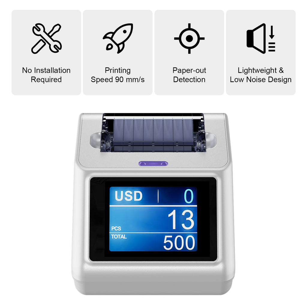 LOLARAN Thermal Printer for Money Counter Mixed Denomination,
