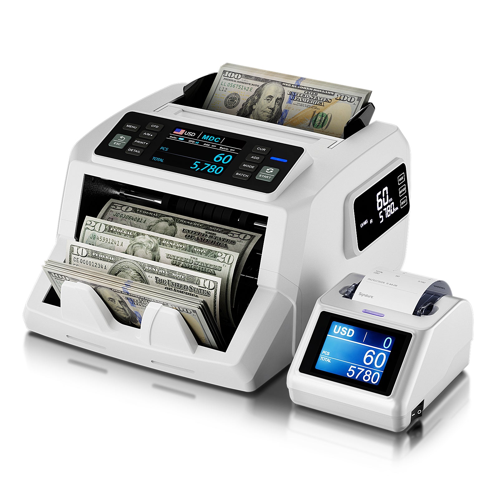 LOLARAN Thermal Printer for Money Counter Mixed Denomination,